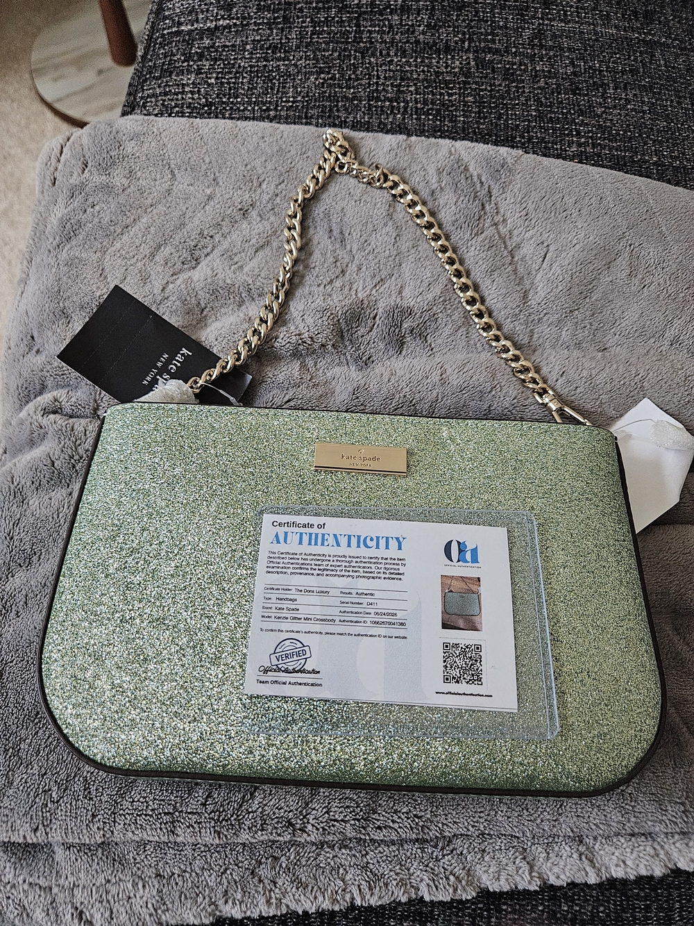 Kate Spade Green Glitter Chain Shoulder Bag - Picture 2 of 12